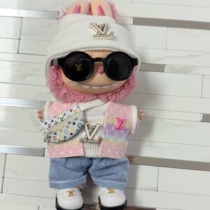 Labubu clothes Trendy Pink and White 8 pc set for Pop marts Labubu Doll. New